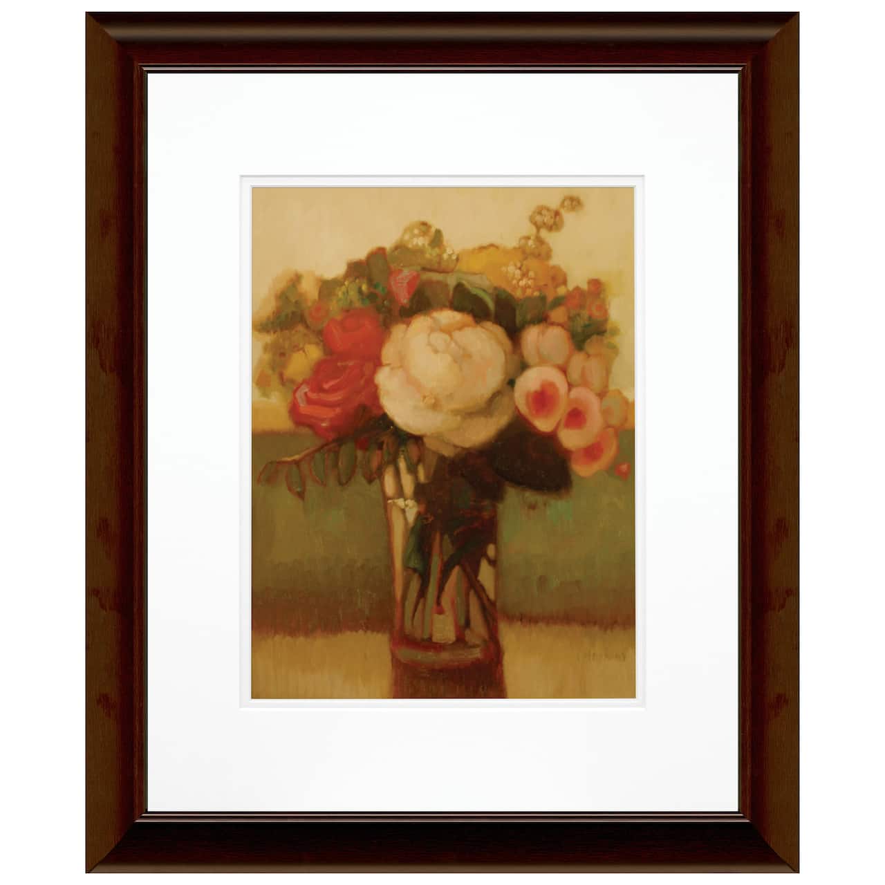 Timeless Frames&#xAE; Red &#x26; White Flowers in Clear Vase Framed Wall Art